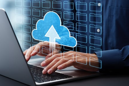Data Importicon above hands on a laptop since bulk spreadsheet imports are available 