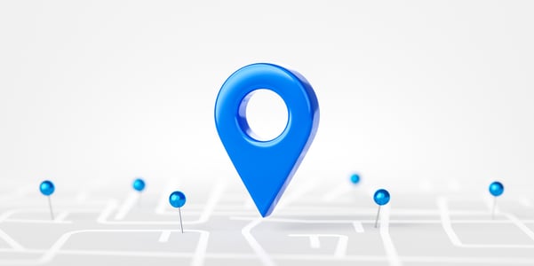 Multi Location Management of credentials represented with this street map and several location pins
