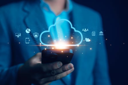 business person accessing a Reliable cloud-based platform on a mobile device