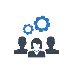 people and gears icons to represent role based permission capabilities