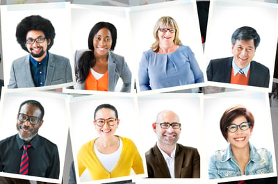 polaroid style phots of diverse staff to represent Role-Based Profile capabilities