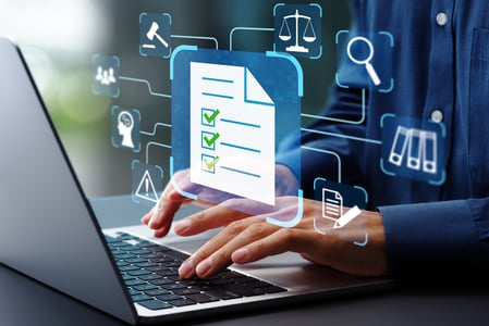 Image of Scheduled Audit Compliance including a laptop and various icons