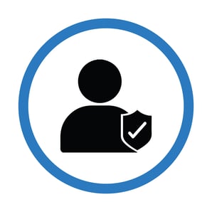 Simple icon graphics and of person and Security shield