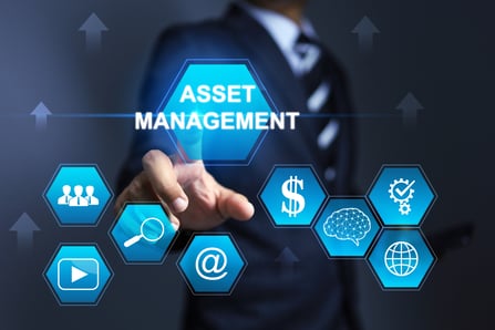Asset management graphic with icons representing Tracking Systems