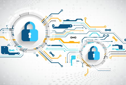 graphic of locks along streams of data